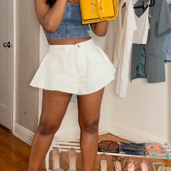 White Floaty Denim Shorts - MissGuided - Picture 2 of 2